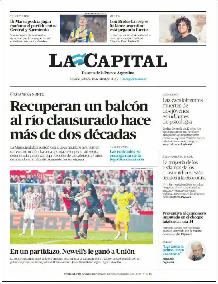 Estudios Max | DIARIO LA CACHARPAYA - Tapa del diario La Capital Rosario