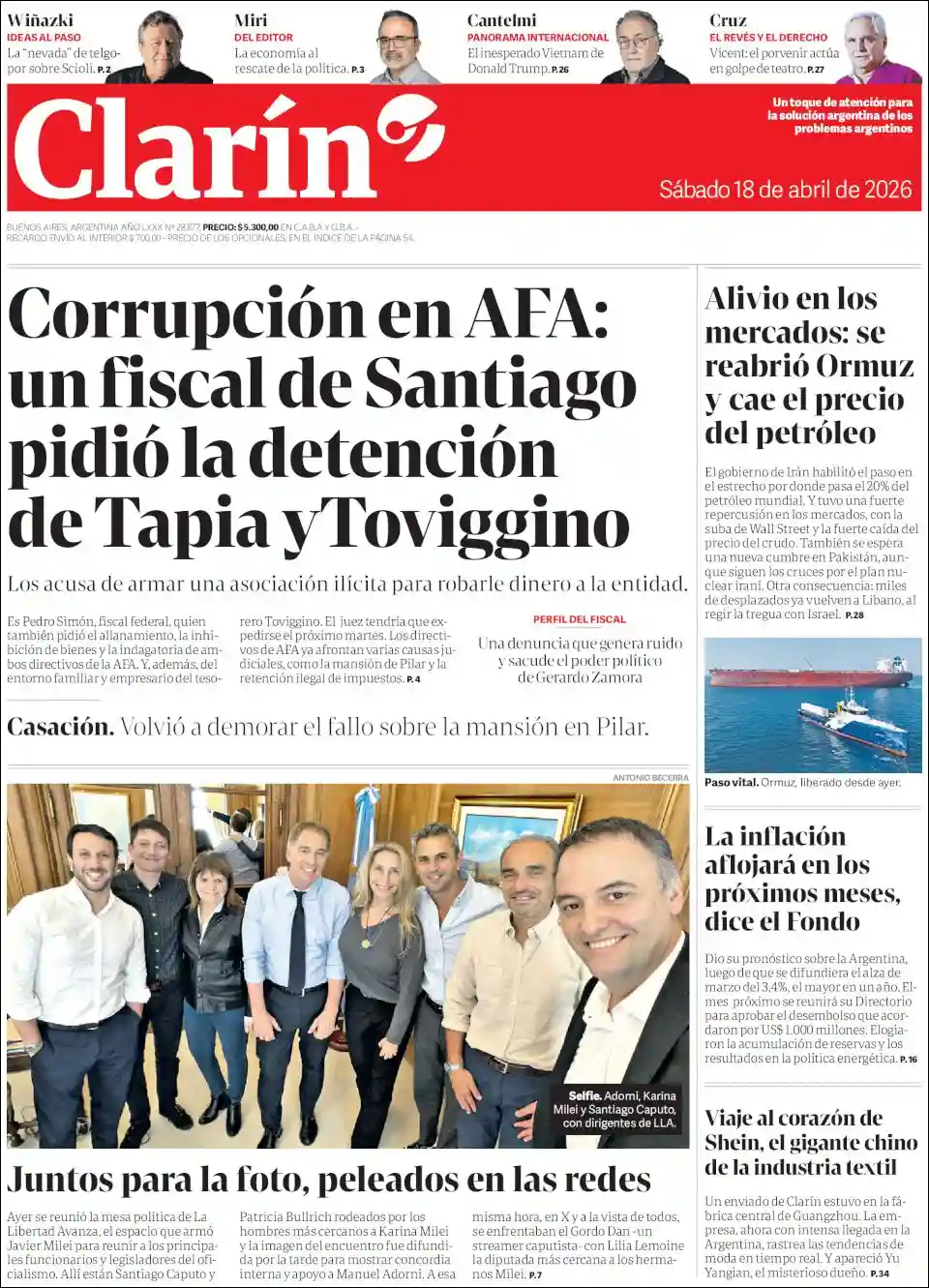 Estudios Max | DIARIO LA CACHARPAYA - Tapa del diario Clarin