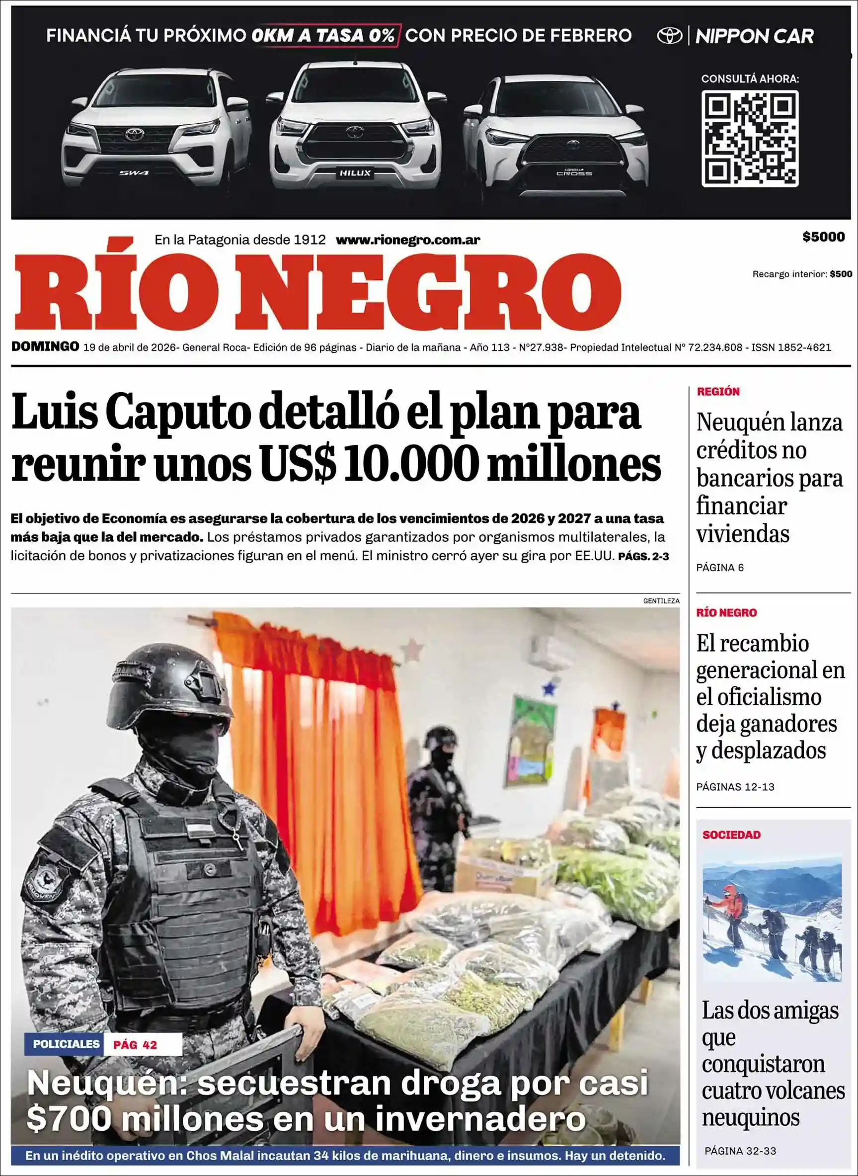 Estudios Max | DIARIO LA CACHARPAYA - Tapa del diario Rio Negro