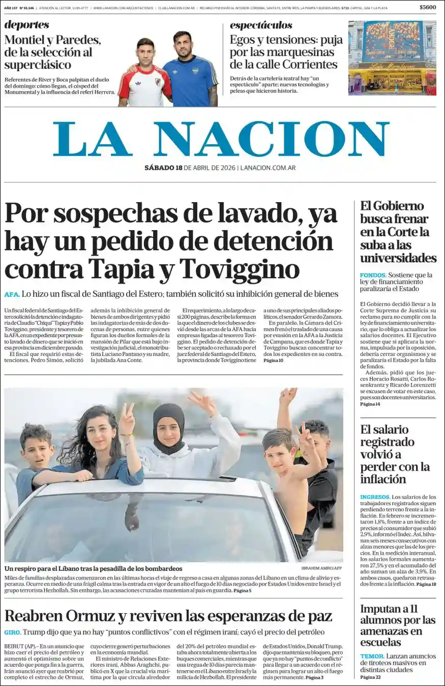 Estudios Max | DIARIO LA CACHARPAYA - Tapa del diario Nacion
